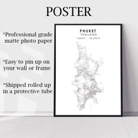 
              Phuket, Thailand Scandinavian Style Map Print 
            