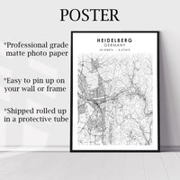 
              Heidelberg, Germany Scandinavian Style Map Print 
            