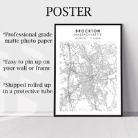 
              Brockton, Massachusetts Scandinavian Map Print 
            