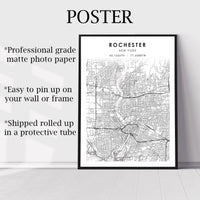 
              Rochester, New York Scandinavian Map Print 
            