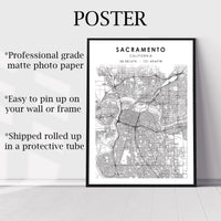 
              Sacramento, California Scandinavian Map Print 
            