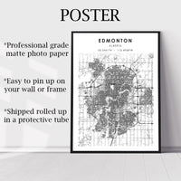 Edmonton, Alberta Scandinavian Style Map Print 