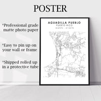 
              Aguadilla Pueblo, Aguadilla Scandinavian Style Map Print 
            