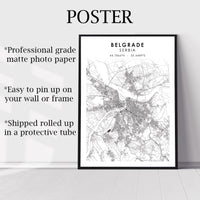 
              Belgrade, Serbia Scandinavian Style Map Print 
            