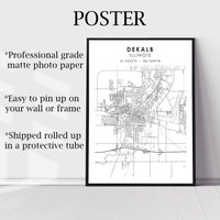 
              DeKalb, Illinois Scandinavian Map Print 
            