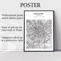 Moscow, Russia Scandinavian Style Map Print 