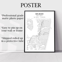 Belmar, New Jersey Scandinavian Map Print 