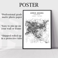 
              Addis Ababa, Ethiopia, South Africa Scandinavian Style Map Print 
            