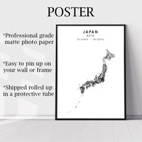 
              Japan Scandinavian Style Map Print 
            