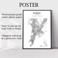 
              Mumbai, India Scandinavian Style Map Print 
            