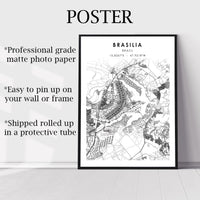 
              Brasília, Brazil Scandinavian Style Map Print 
            