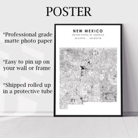 New Mexico, United States Scandinavian Style Map Print 