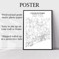 
              Charlestown, Rhode Island Scandinavian Map Print 
            