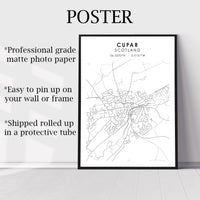 
              Cupar, Scotland Scandinavian Style Map Print 
            