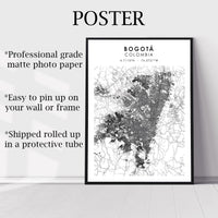 
              Bogota Colombia Scandinavian Map Print 
            