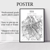 
              Riga, Latvia Scandinavian Style Map Print 
            