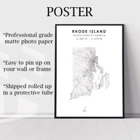 Rhode Island, United States Scandinavian Style Map Print 