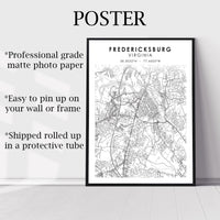 
              Fredericksburg, Virginia Scandinavian Map Print 
            