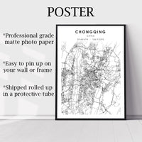 
              Chongqing, China Scandinavian Style Map Print
            