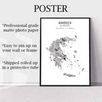 
              Greece Scandinavian Style Map Print 
            