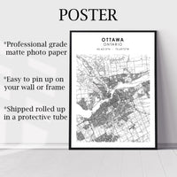 
              Ottawa, Ontario Scandinavian Style Map Print 
            