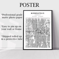
              Minneapolis, Minnesota Scandinavian Map Print 
            