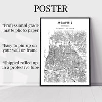 
              Memphis, Tennessee Scandinavian Map Print 
            
