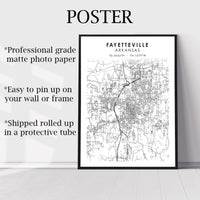 
              Fayetteville, Arkansas Scandinavian Map Print 
            