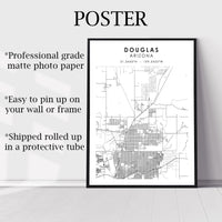 Douglas, Arizona Scandinavian Map Print 