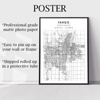 
              Fargo, North Dakota Scandinavian Map Print 
            