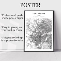 
              Fort Worth, Texas Scandinavian Map Print 
            