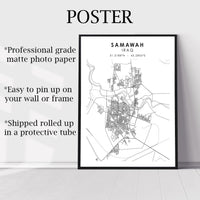 
              Samawah, Iraq Scandinavian Style Map Print 
            