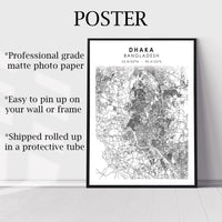Dhaka, Bangladesh Scandinavian Style Map Print 