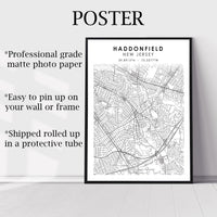 
              Haddonfield, New Jersey Scandinavian Map Print 
            