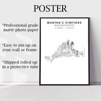 
              Martha's Vineyard, Massachusetts Scandinavian Map Print 
            