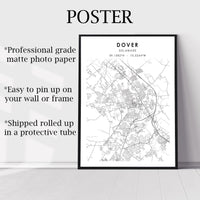 
              Dover, Delaware Scandinavian Map Print 
            