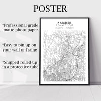 
              Hamden, Connecticut Scandinavian Map Print 
            