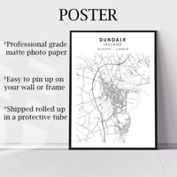 Dundalk, Ireland Scandinavian Style Map Print 