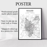 
              Boulder, Colorado Scandinavian Map Print 
            