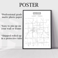
              Armada, Michigan Scandinavian Map Print 
            