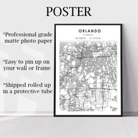 
              Orlando, Florida Scandinavian Map Print 
            