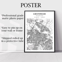 
              Amsterdam, Netherlands Scandinavian Map Print 
            
