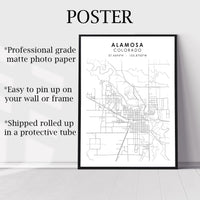 
              Alamosa, Colorado Scandinavian Map Print 
            