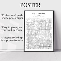 
              Colleyville, Texas Scandinavian Map Print 
            