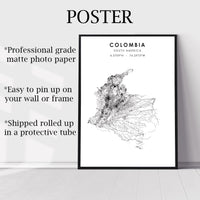 
              Colombia, South America Scandinavian Style Map Print 
            