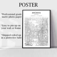 
              Arcadia, Arizona Scandinavian Map Print 
            