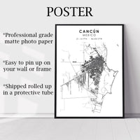 Cancún, Mexico Scandinavian Style Map Print