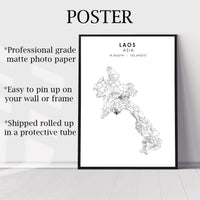 
              Laos Scandinavian Style Map Print 
            