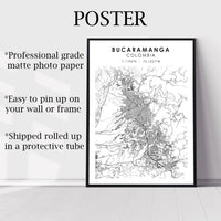 Bucaramanga, Colombia Scandinavian Map Print 