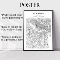 
              Richmond, Virginia Scandinavian Map Print 
            